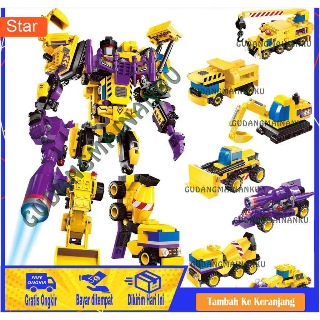BAYAR DITEMPAT - BRICKS MAINAN BLOCKS QMAN 1401 CREATIVE MASTER ROBOT KONSTRUKSI (7 MACAM) XJ698