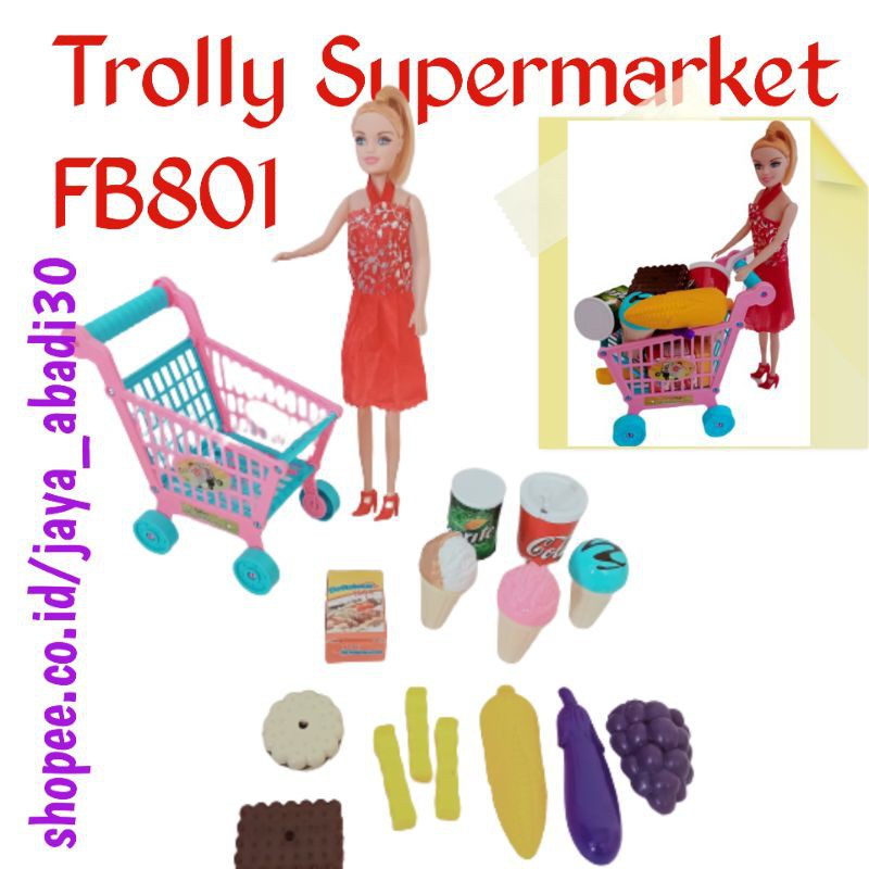 FB 801 - MAINAN TROLLY SUPERMARKET BARBIE FB801 / FUN SHOPPING CART