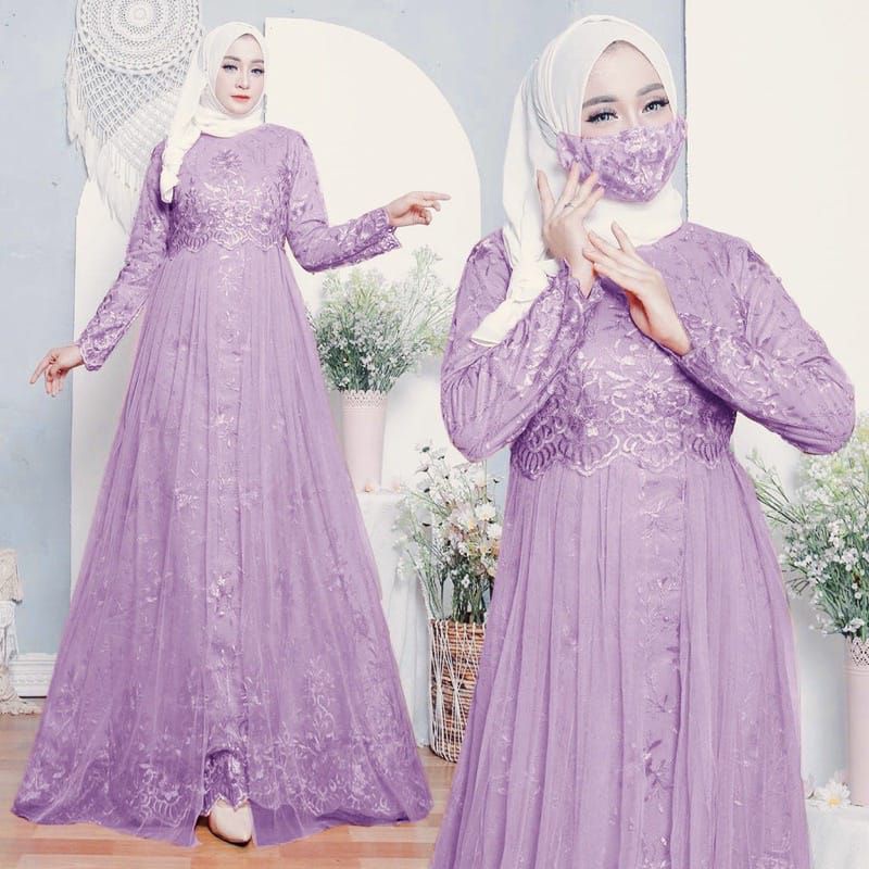 (NEW) BAJU GAMIS DRESS REMAJA WANITA DEWASA MUSLIM FULL BRUKAT BROKAT PESTA NIKAHAN KONDANGAN SERAGA