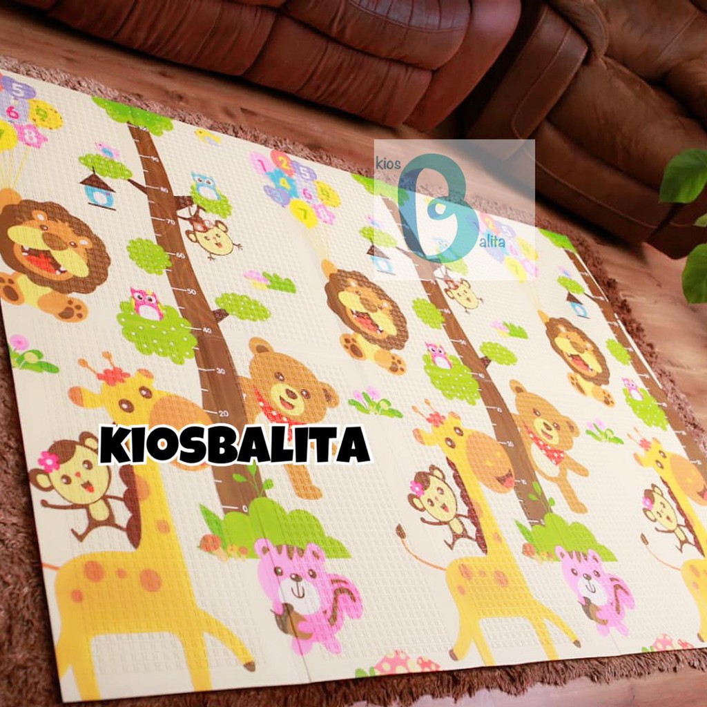 Playmat Premium Anak Bayi Lipat Tebal 1cm Double Pad (Bonus Tas) / Karpet Anak Playmat Kartun