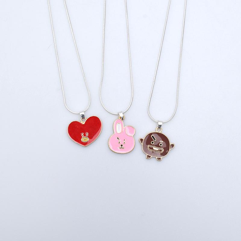 Kalung  Rantai Liontin Bulat Motif Kpop Bts  Bt21 Untuk   Kalung  Rantai Liontin Bulat Motif Kpop Bts  Bt21 Untuk