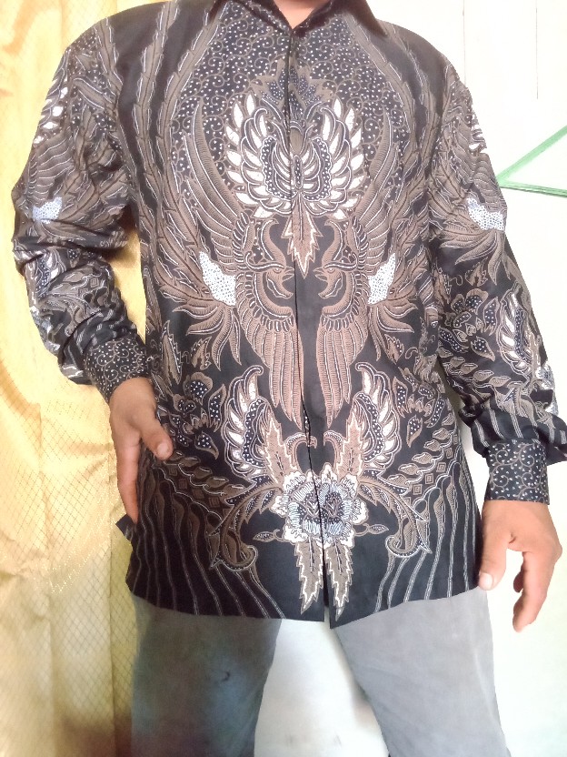 Promo Kemeja Batik Pria Lengan Panjang M L Xl Xxl Furing Natawilangan Peksi Klasik Hitam