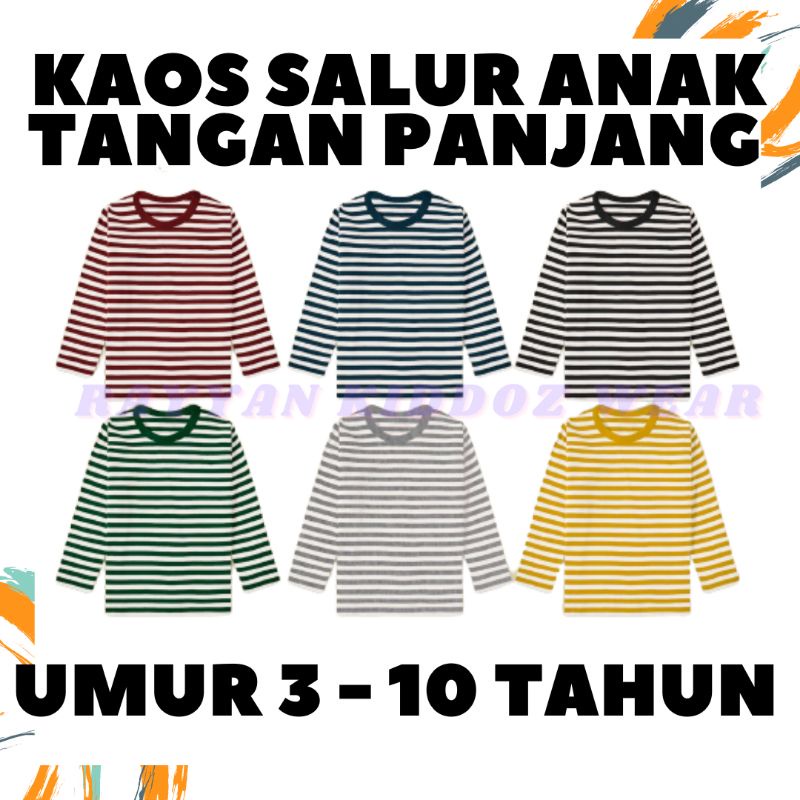 KAOS SALUR ANAK LENGAN PANJANG COTTON 30S / KAOS STRIPE LENGAN PANJANG ANAK DISTRO BANDUNG