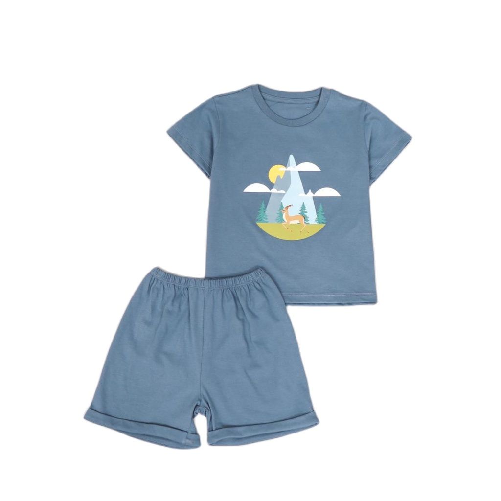 ZASKIYA - Setelan Anak Graphic Tee Set Basic Tee Hotpants / Setelan Anak Katun 1-3 Thn