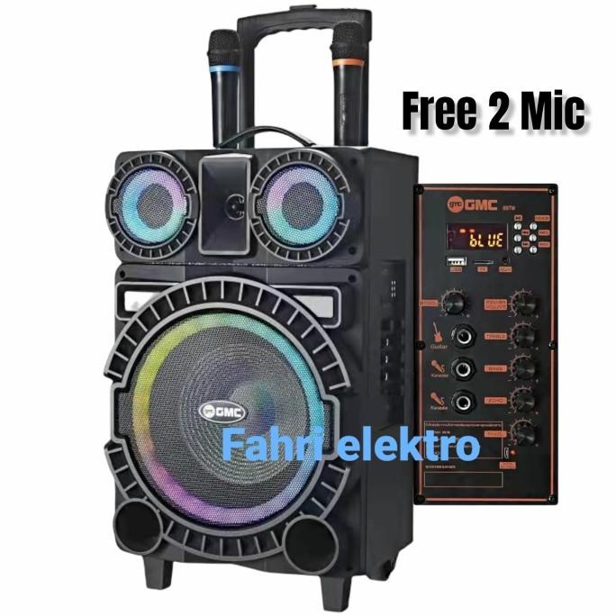 SPEAKER AKTIF PORTABLE GMC 897W BLUETOOTH XBASS 2 MIC WIRELESS ORIGINA SDF651651E