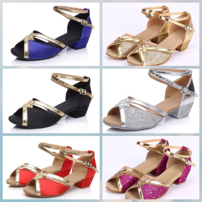 Sepatu line dance hak Petak bally dance wanita dansa import UH3-903 Tapak Suede