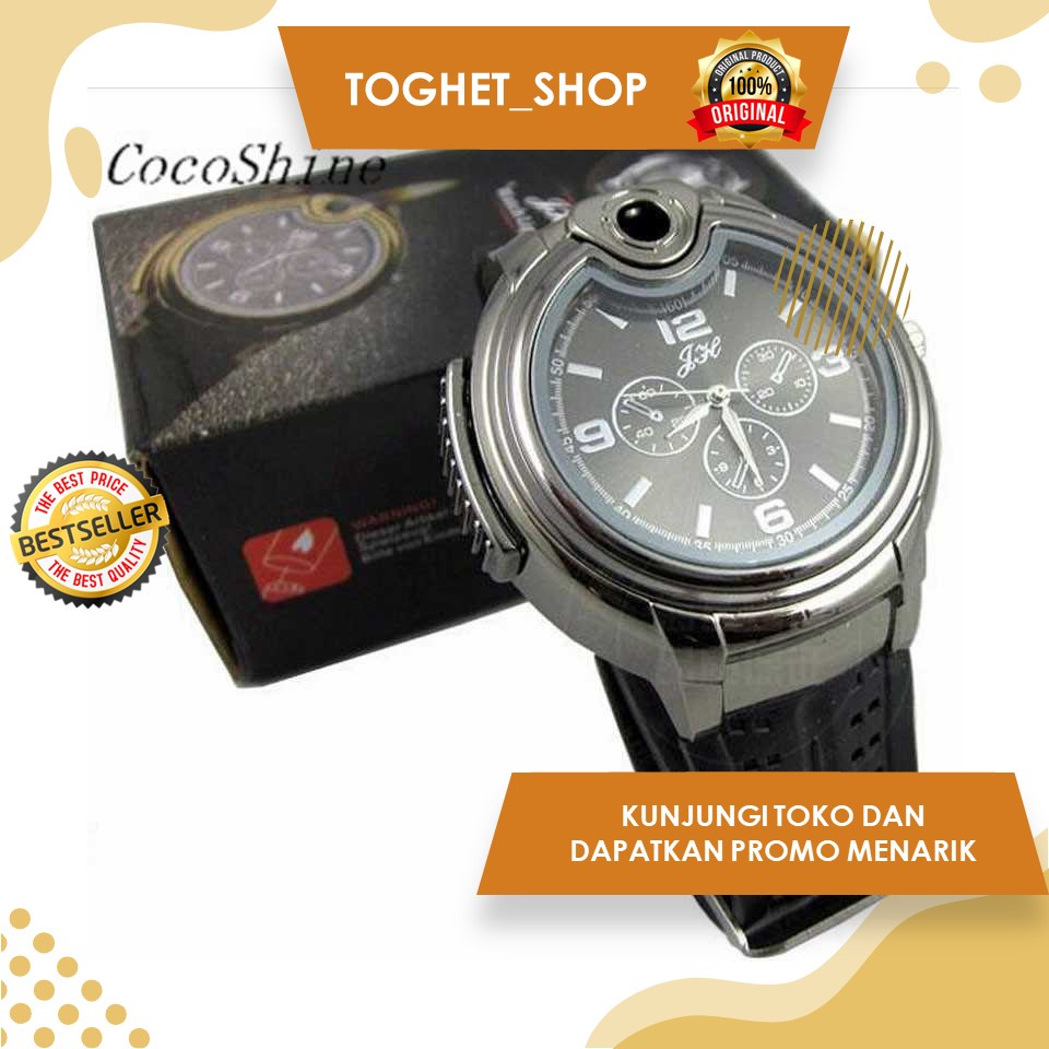 Jam Tangan Kasual Pria Lengkap Dengan Korek Gas Jam Tangan Cowok Keren Kasual Fashion Terbaru Unik