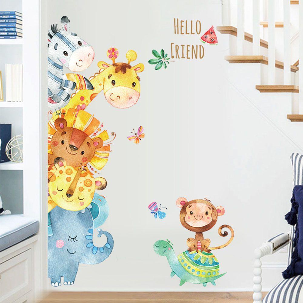 Solighter Pintu Decals DIY Kucing Mural Lemari Menghiasi Nursery Ornamen Pola Kartun Hewan