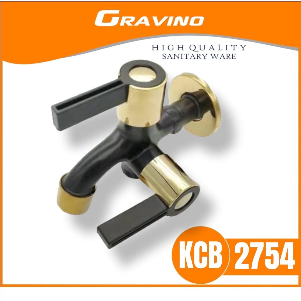 Gravino Kran Cabang / Double Kamar Mandi Warna Black Gold