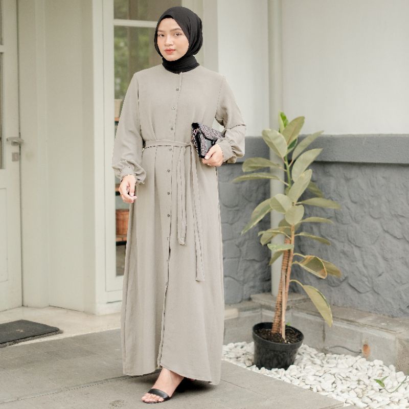 ALANA OUTER DRESS (FREE BELT) Dress cantik outer dress organza gamis nyaman outer organza murah gami