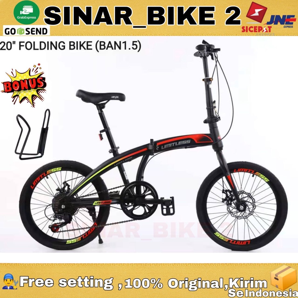 Sepeda Lipat LIMITLESS 20 Inch Rem Cakram Folding Bike