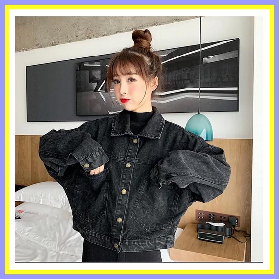 Jaket Jeans Casual Wanita Terbaru Oversize Crop Dewasa  Jumbo Oversize Premium Ripped  Cod - Jaket J