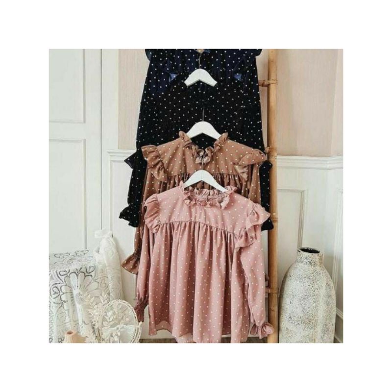 BLOUSE VINO POLKA/ BLOUSE WANITA/ BLOUSE POLKADOT/ BLOSE MURAH/ ATASAN POLKADOT/ ATASAN WANITA