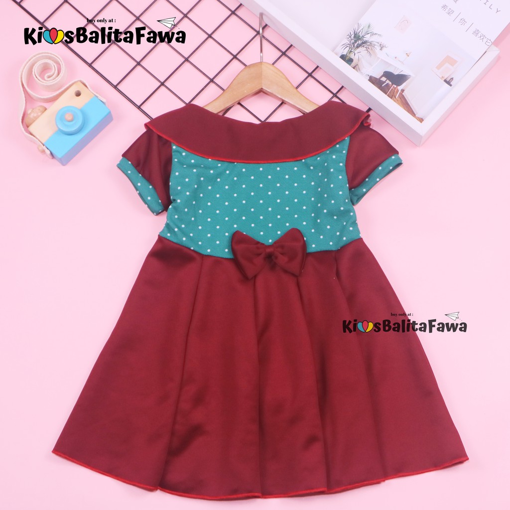 Dress Audy uk 1-2 Tahun / Dres Pesta Murah Grosir Baju Anak Perempuan Harian Gaun Lengan Motif