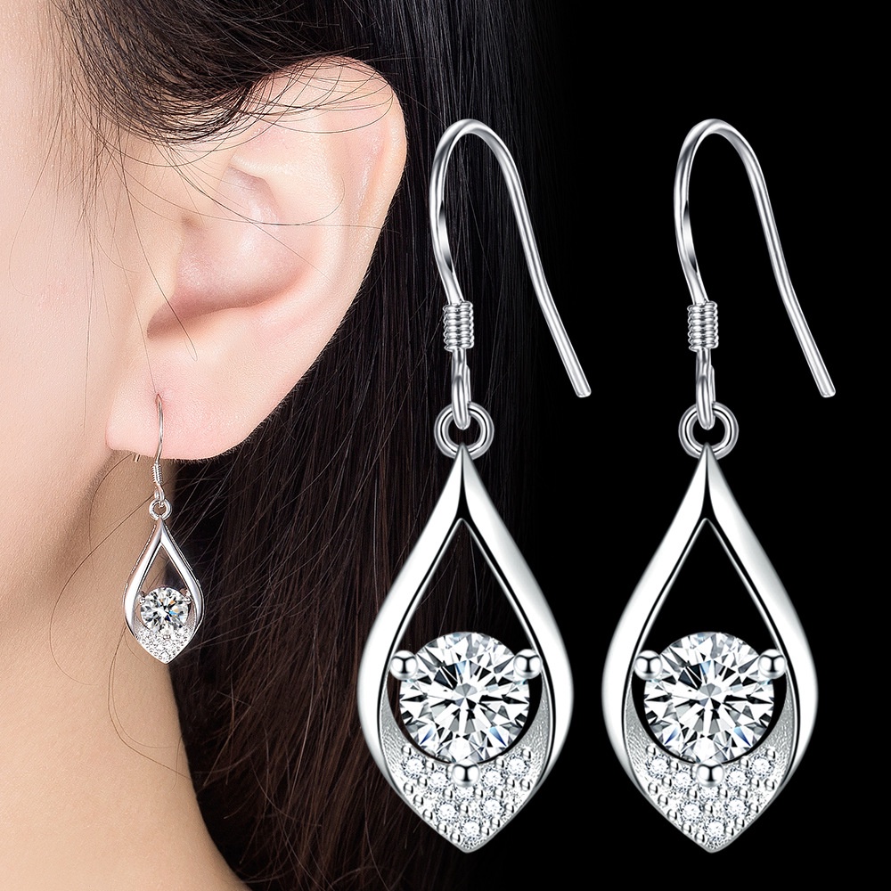 Anting Perak 925 Wanita Jatuhkan Anting-Anting Berlian Perhiasan Fashion   EH00001