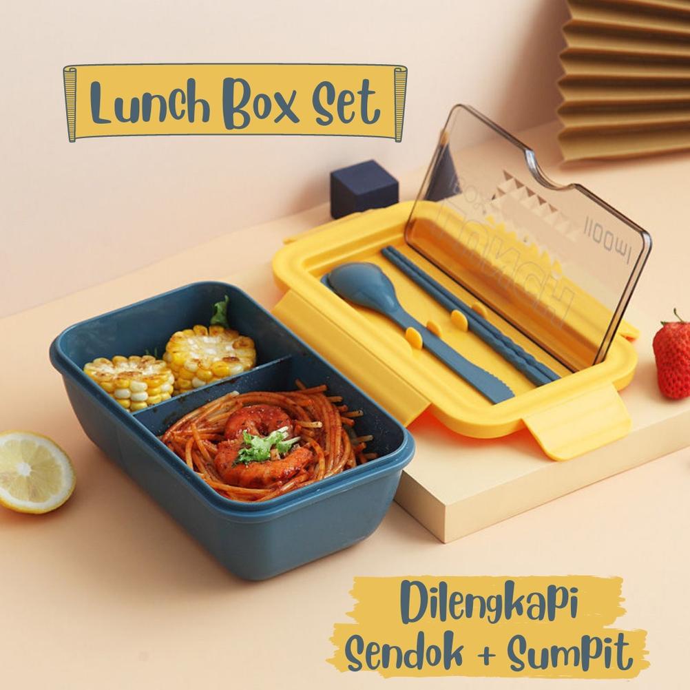 LUNCH BOX SET 1100ML TEMPAT BEKAL MAKAN KOTAK MAKAN ANTI TUMPAH KOTAK BEKAL MAKAN TEMPAT BEKAL ANTI 