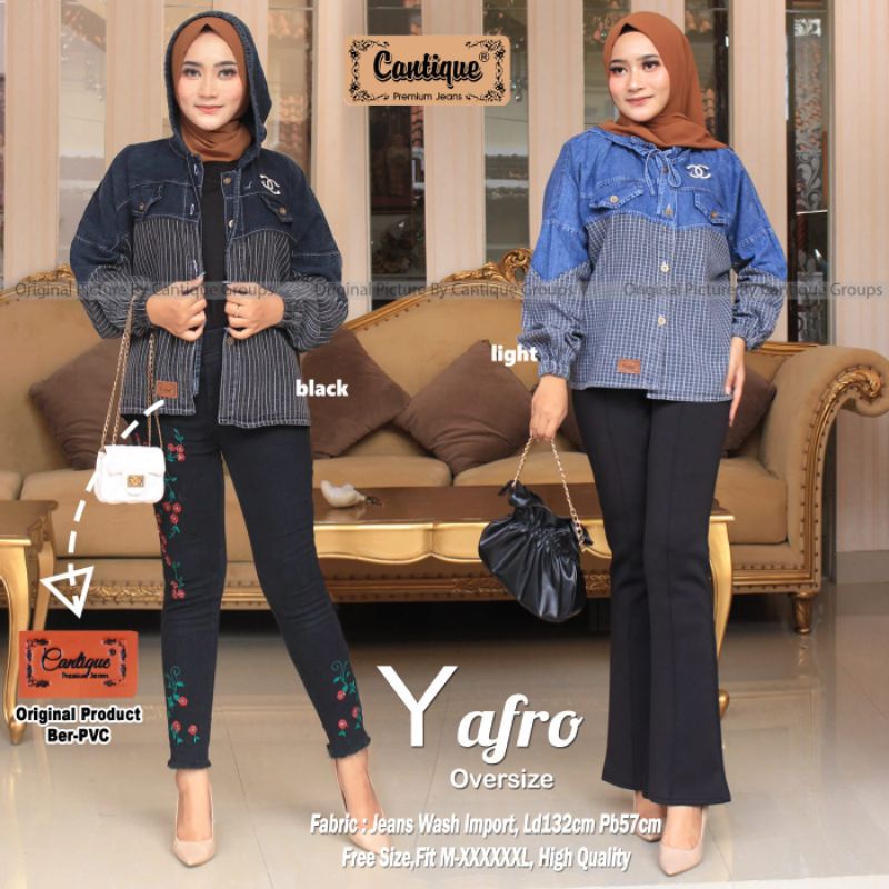 YAFRO OVERSIZE BY CANTIQUE (JAKET JEANS MUSLIMAH MOTIF) ORI