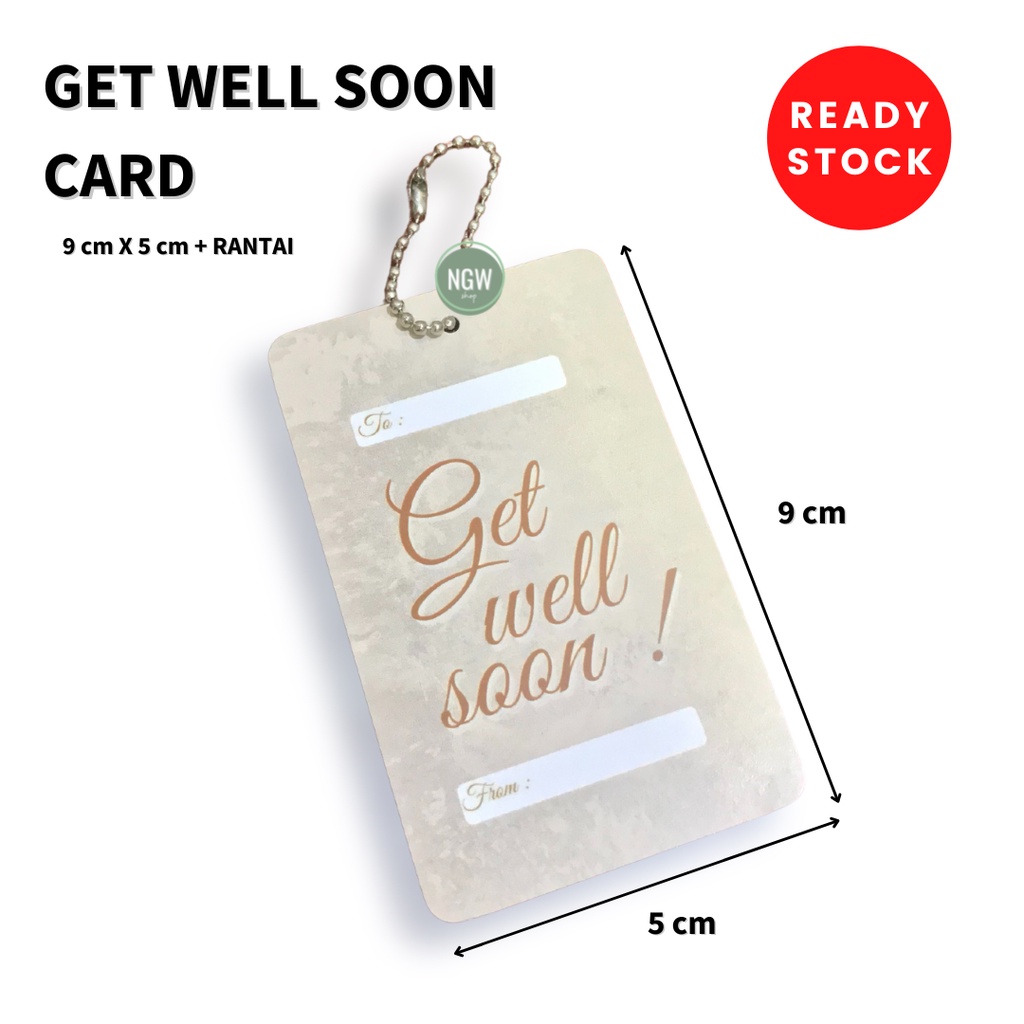 Kartu GWS get well soon tag 9 x 5 cm + rantai satuan ready stock beige