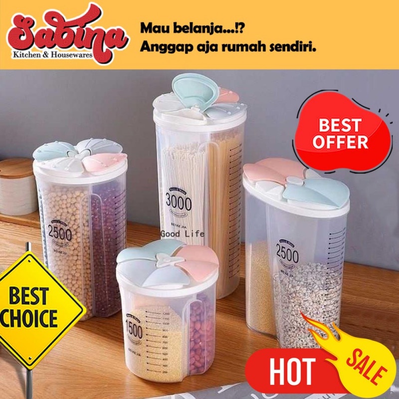 Toples 4 Slot Storage Container Jar Wadah Penyimpanan Serbaguna 3000ml