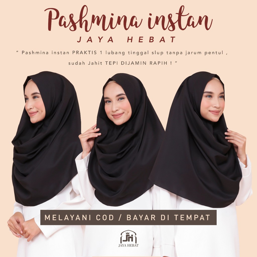 KERUDUNG PASHMINA INSTANT / JILBAB 1 LUBANG SALA OSHI PASHTAN NON PET INSHASHAL