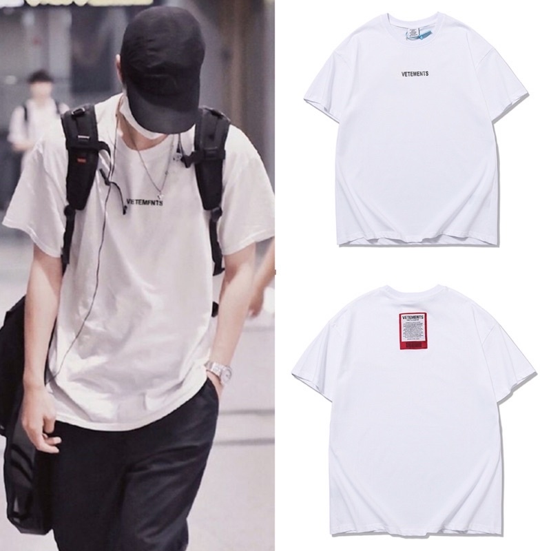 Wang Yibo VETEMENTS tshirt baju kaos oversized tee patch embroidery vetements tshirt unisex