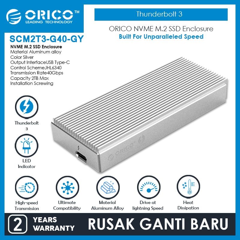 ORICO SCM2T3-G40 Thunderbolt 3 NVME M.2 SSD Enclosure