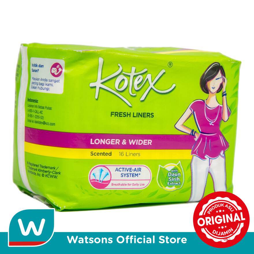 Kotex Pantyliner Longer & Wider Daun Sirih 16's