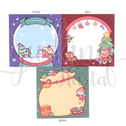 Sticky Notes Natal Kotak Notes Motif Merry Christmas Snow Deer Angel DIY GH 301498