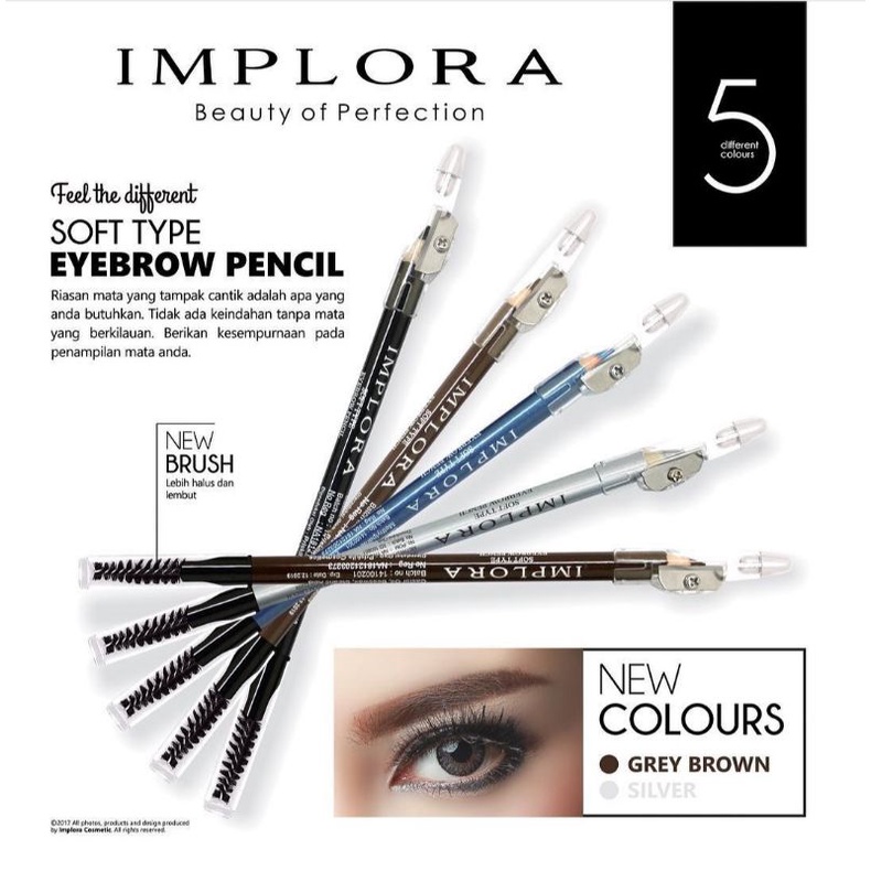 Pensil Alis IMPLORA original coklat dan hitam