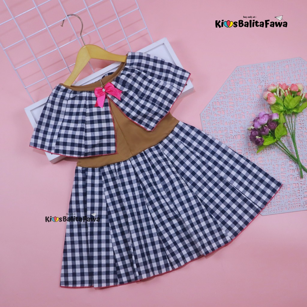 Dress Yolla size 3-4 Tahun / Dres Cape Anak Perempuan Murah Katun Adem Gaun Pesta Baju Kensi Cewek