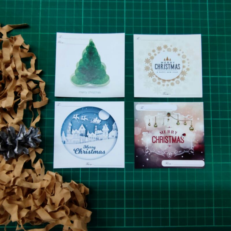 

kartu tag hampers merry christmas modern 20 pcs mix 4 motif