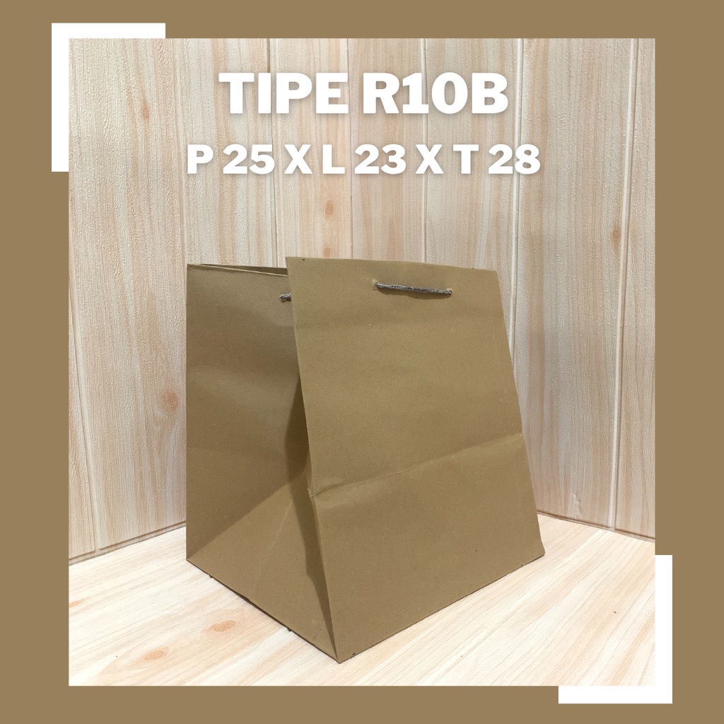 

PAPER BAG R10B / TAS KERTAS COKLAT POLOS / TAS KOTAK NASI 22x22