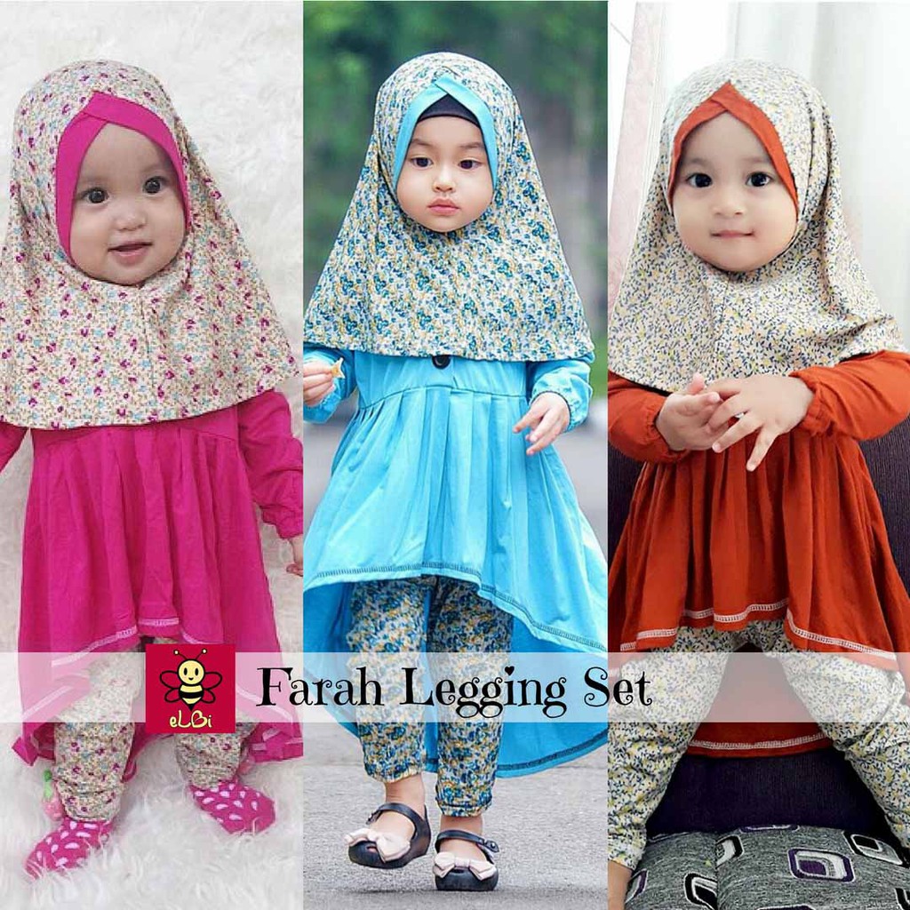  Baju  Muslim  Anak 1 6 tahun Farah Legging Set Shopee  