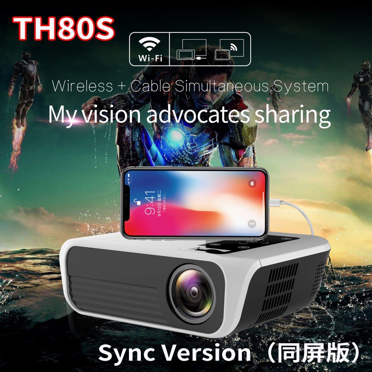 ROCKWARE TH80S - LED Full HD Projector 3000 Lumens with WiFi Mirroring - Proyektor 3000 Lumens 720P