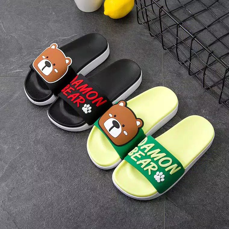 SANDAL DAMON BEAR Sandal selop karet lucu anak Laki Laki Cowok Import Kualitas Bagus