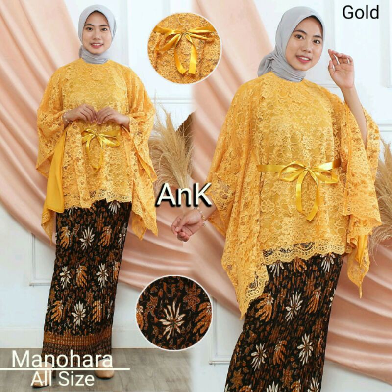 Termurah Setelan Kebaya Brukat Kalong Manohara  Mix Rok Plisket