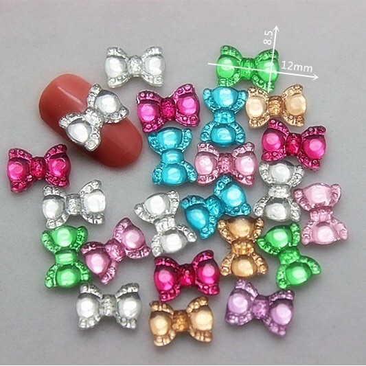 Nail art 3D resin pita 3D hiasan kuku scrapbooking manik 3D import