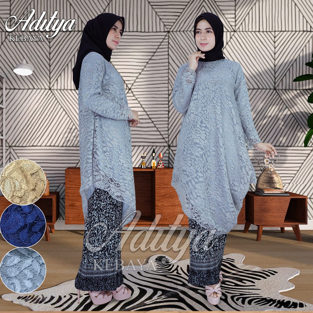 SAD&gt; set kebaya tunik mereng / kebaya modern / tunik brukat pesta model mereng - bahan brukat import