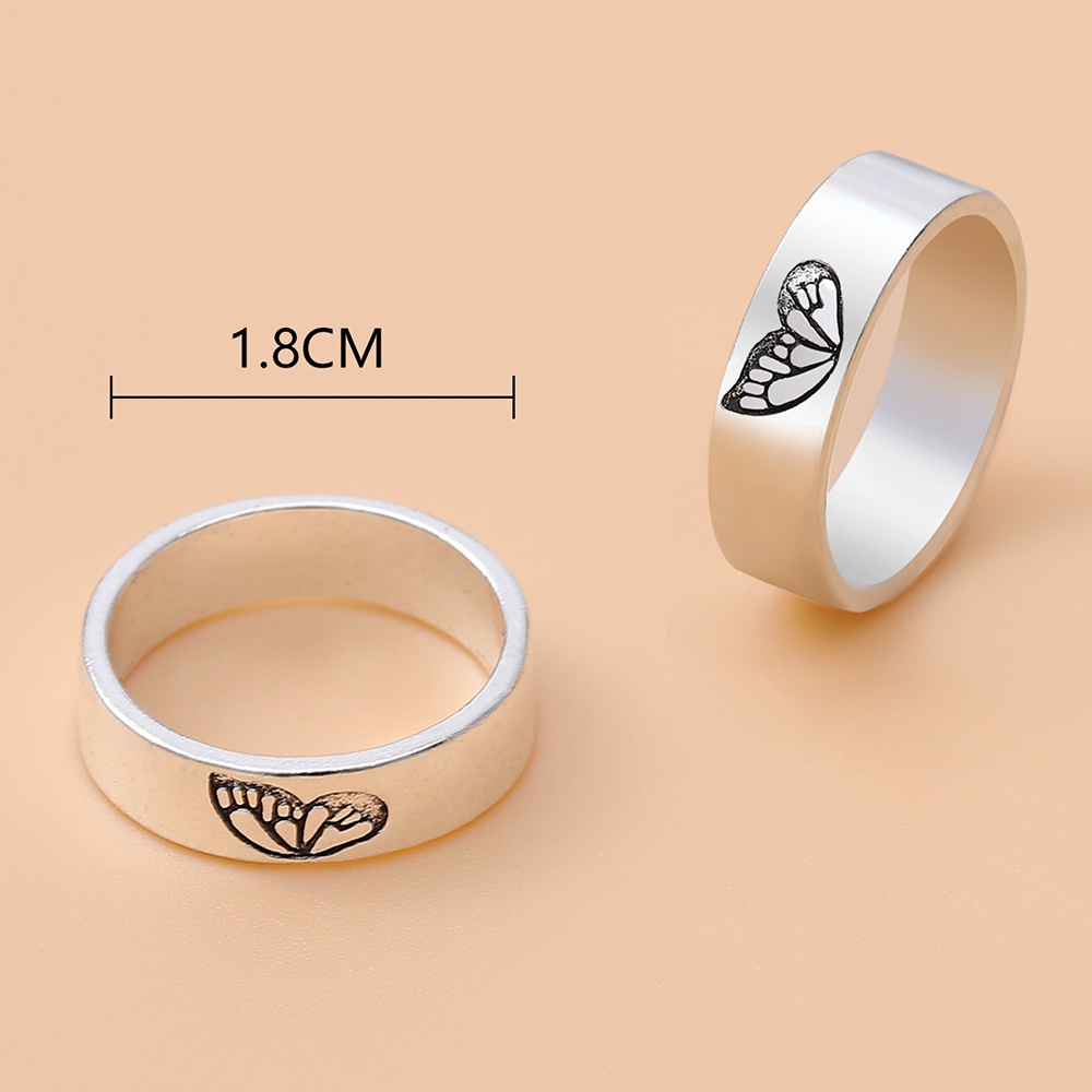 2pcs / Set Cincin Pasangan Bentuk Kupu-Kupu Untuk Hadiah Valentine