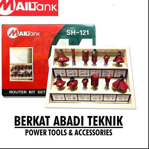Terbagus.. MAILTANK SH121 Mata Profil Kayu Set 12pcs Router Trimmer 12 pcs Trimer Bit SH-121