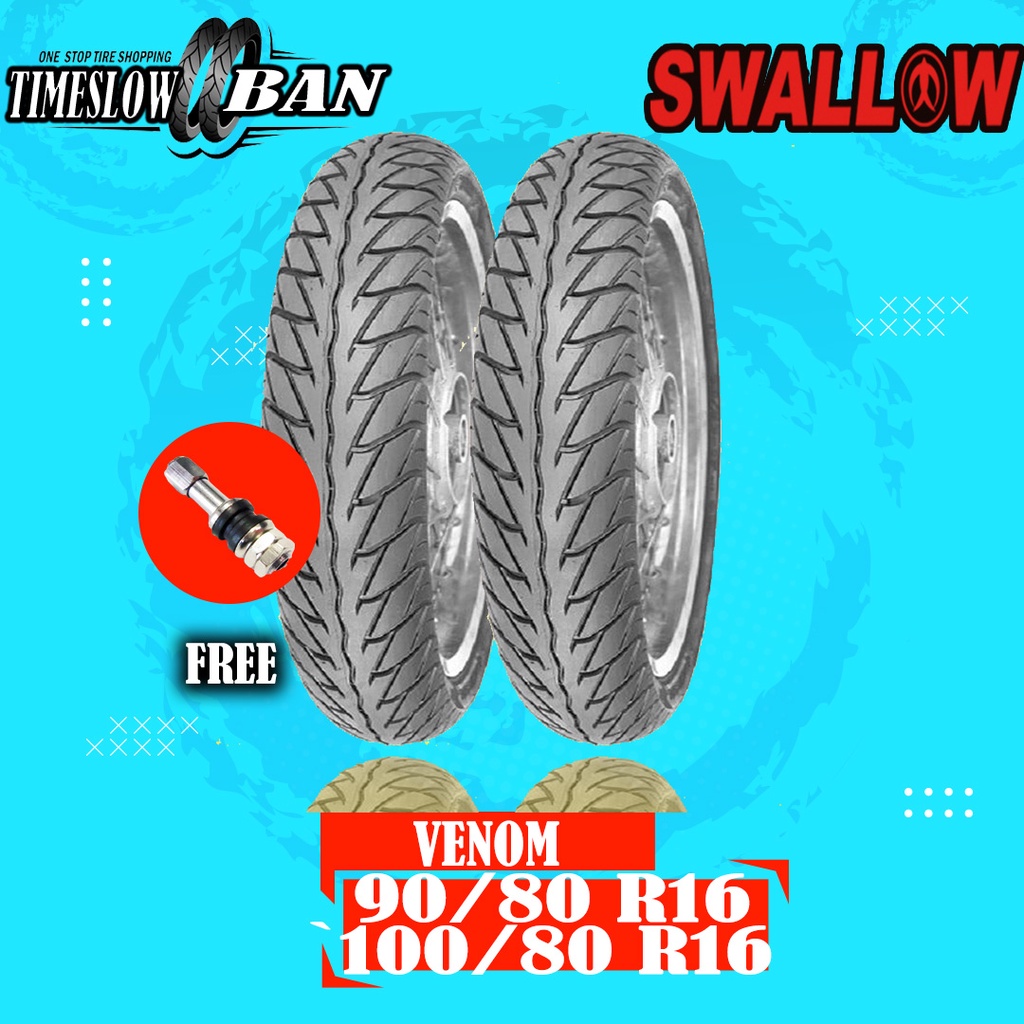 Paket Ban Motor SKYWAVE, HAYATE, NOUVO // SWALLOW VENOM 90/80 - 100/80 Ring 16 Tubeless