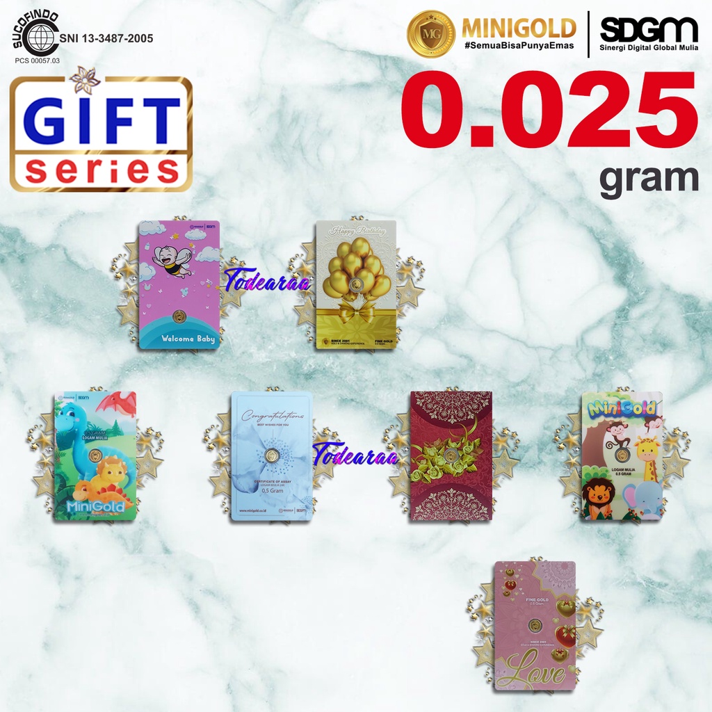 Gift Series 0.025 gram MINIGOLD Logam Mulia 24 Karat - Emas Hadiah Investasi