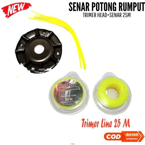 PROMO HARI INI!!!! PISAU POTONG RUMPUT SENAR TRIMMER HEAD DUDUKAN PIRINGAN SENAR +Trimmer line pisau senar senar nylon tali senar potong rumput 25 meter REDFOX