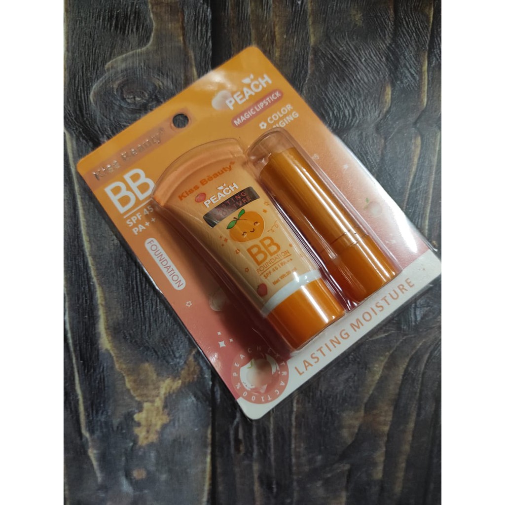 PAKET BB FOUNDATION + LIP BALM MAGIC LIPSTICK LASTING MOISTURE SPF 45 PA++