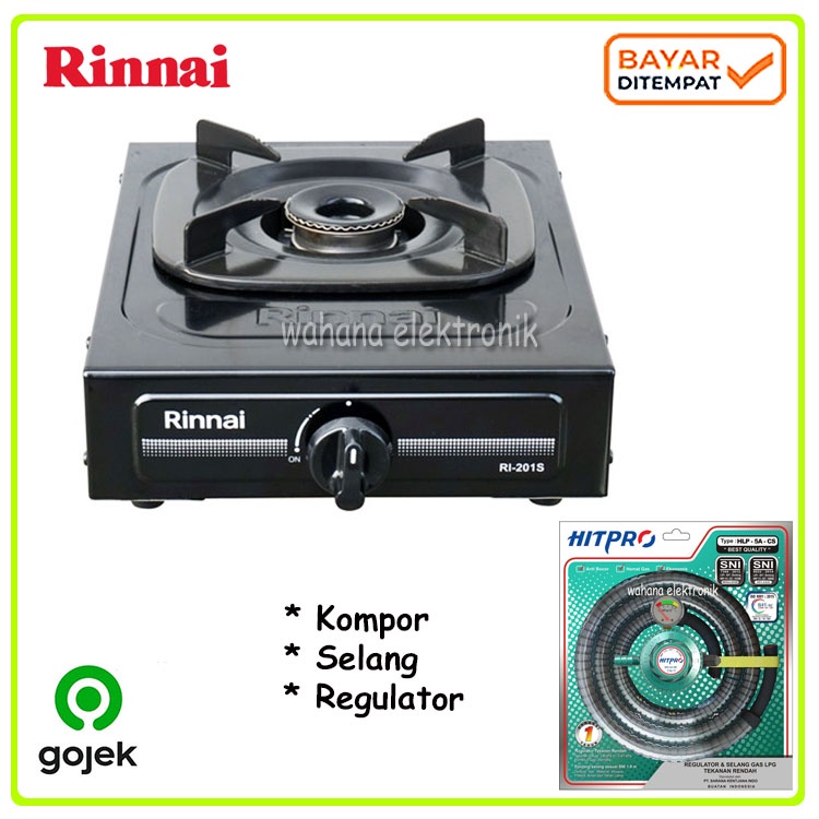 Rinnai RI-301S Kompor Gas 1 Tungku Sun Burner - Paket Caisar Selang Regulator Bisa Gojek