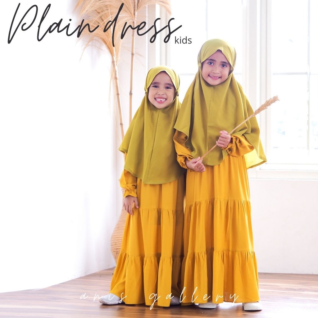 Gamis Polos Anak - Plain Dress Kids Katun Rayon Casual