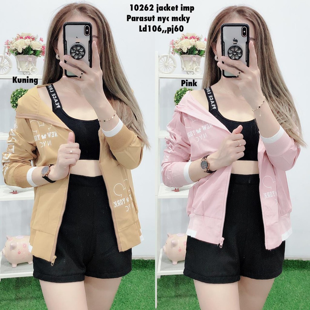 JAKET PARASUT KOREA WANITA FASHION IMPOR BANGKOK MICKEY KS 10262