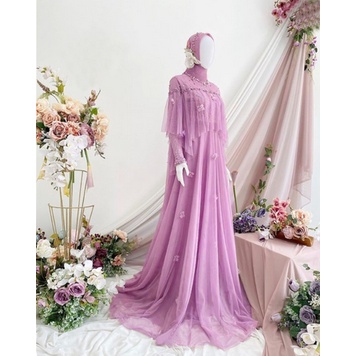 Baju Gamis Wanita Remaja Brokat Tile Modrn Terbaru 2021 Model Kekinian Bahan Brukat Tile Modern Pesta Kondangan mewah terbaru Dress Celena
