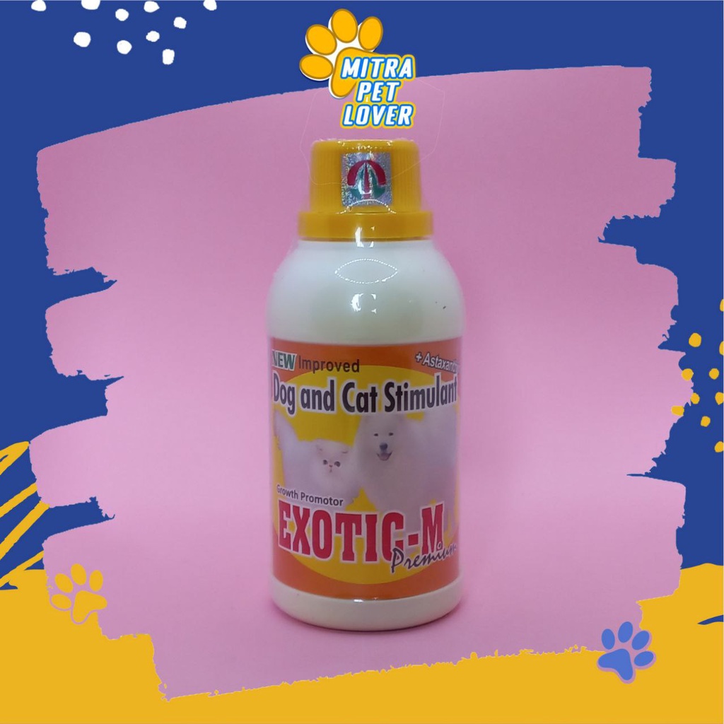 SUPLEMEN PERTUMBUHAN ANJING - EXOTIC M DOG 250 ML ORIGINAL - MULTIVITAMIN LENGKAP PERTUMBUHAN IMUN PUPPY DOGGIE AMAN GEMUK PET ANIMAL HEALTHCARE AND VETERINARY TAMASINDO OBAT KESEHATAN DAN VITAMIN NAFSU MAKAN TERNAK HEWAN BINATANG PELIHARAAN MITRAPETLOVER