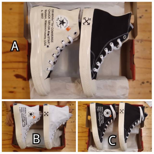 OBRAL SEPATU SNEAKERS 70S X OFF WHITE GLOSSY HIGH BLACK WHITE 38-43-5